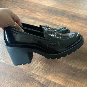 Black Chunky Oxford Loafers Lug Sole Platform Shoes by XAppeal Size 10